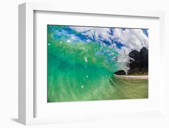 Water shot of a tubing wave off a Hawaiian beach-Mark A Johnson-Framed Photographic Print