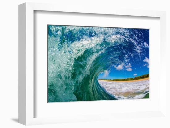 Water shot of a tubing wave off a Hawaiian beach-Mark A Johnson-Framed Photographic Print