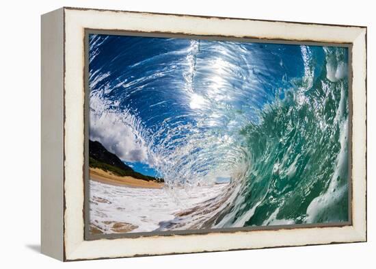 Water shot of a tubing wave off a Hawaiian beach-Mark A Johnson-Framed Premier Image Canvas