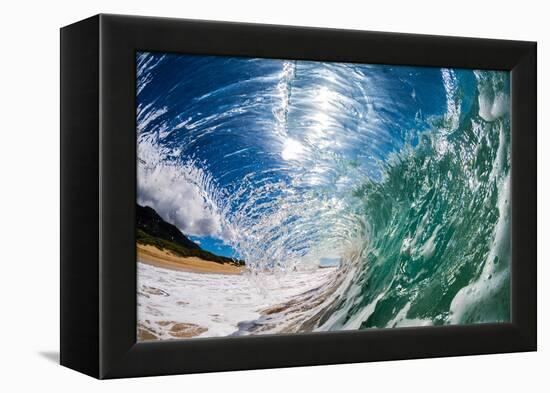 Water shot of a tubing wave off a Hawaiian beach-Mark A Johnson-Framed Premier Image Canvas