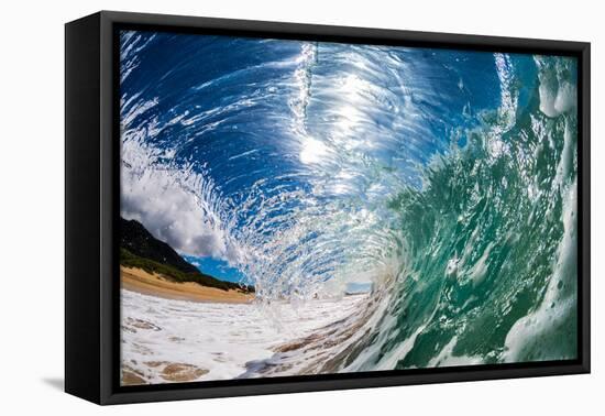 Water shot of a tubing wave off a Hawaiian beach-Mark A Johnson-Framed Premier Image Canvas