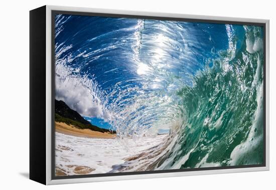 Water shot of a tubing wave off a Hawaiian beach-Mark A Johnson-Framed Premier Image Canvas