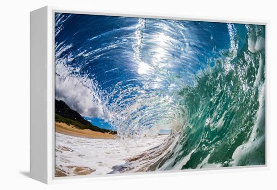 Water shot of a tubing wave off a Hawaiian beach-Mark A Johnson-Framed Premier Image Canvas