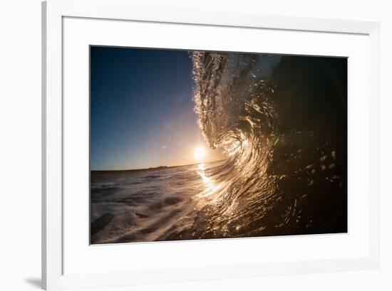 Water shot of a tubing wave off a Hawaiian beach-Mark A Johnson-Framed Photographic Print