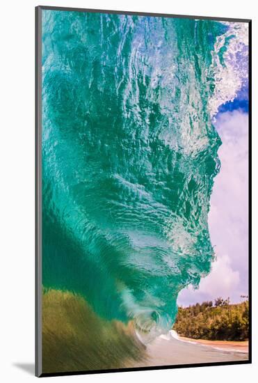 Water shot of a tubing wave off a Hawaiian beach-Mark A Johnson-Mounted Photographic Print