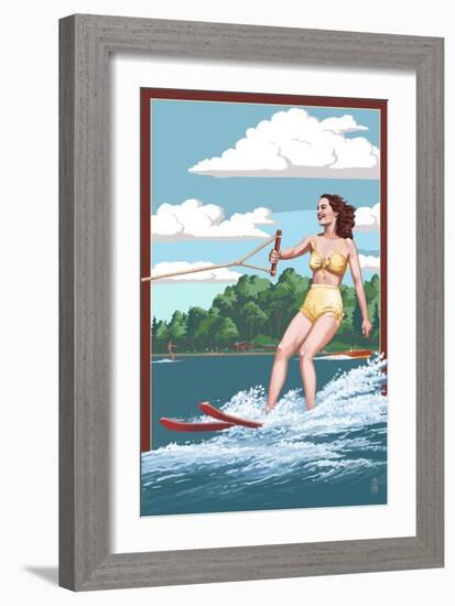 Water Skier and Lake-Lantern Press-Framed Art Print