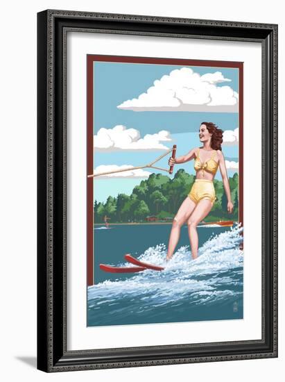 Water Skier and Lake-Lantern Press-Framed Art Print