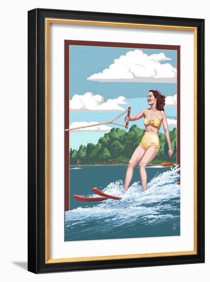 Water Skier and Lake-Lantern Press-Framed Art Print