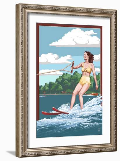 Water Skier and Lake-Lantern Press-Framed Premium Giclee Print