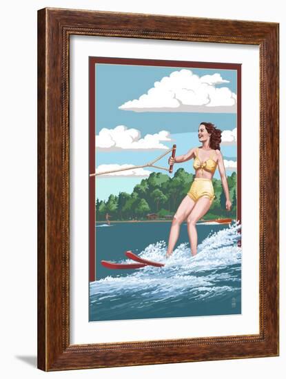 Water Skier and Lake-Lantern Press-Framed Premium Giclee Print