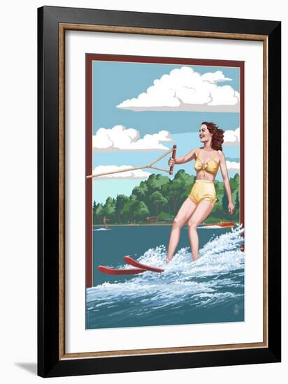 Water Skier and Lake-Lantern Press-Framed Premium Giclee Print