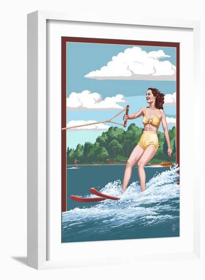 Water Skier and Lake-Lantern Press-Framed Premium Giclee Print