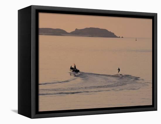 Water Skier, Dinard Bay, Cote d'Emeraude (Emerald Coast), Cotes d'Armor, Brittany, France-David Hughes-Framed Premier Image Canvas