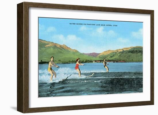 Water Skiers, Pineview Lake-null-Framed Art Print