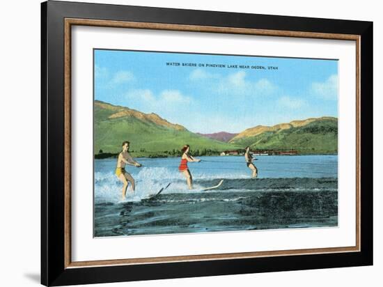 Water Skiers, Pineview Lake-null-Framed Art Print