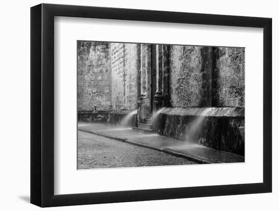 Water spraying from the wall of a cathedral, Catedral San Cristobal de la Habana, Plaza Vieja, H...-Panoramic Images-Framed Photographic Print