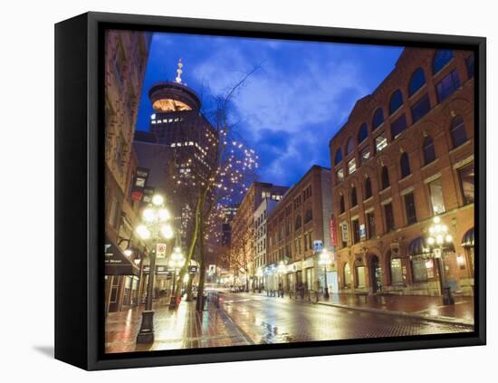 Water Street at Night, Gastown, Vancouver, British Columbia, Canada, North America-Christian Kober-Framed Premier Image Canvas