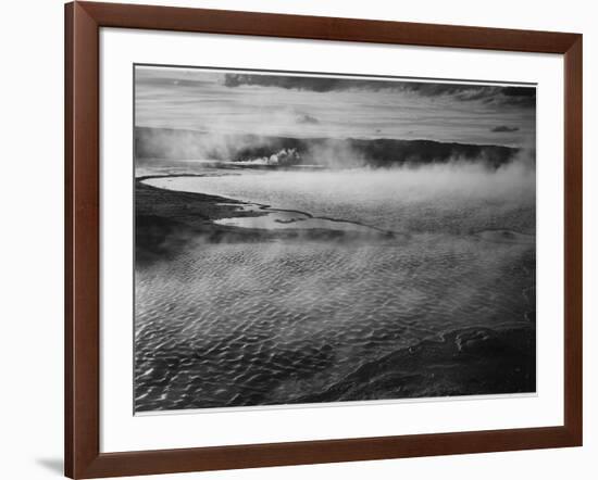 Water Surface Presents A Different Texture, Fountain Geyser Pool Yellowstone NP Wyoming 1933-1942-Ansel Adams-Framed Premium Giclee Print