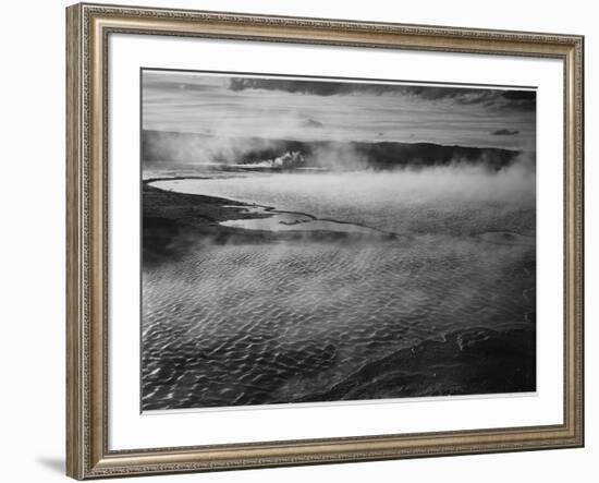 Water Surface Presents A Different Texture, Fountain Geyser Pool Yellowstone NP Wyoming 1933-1942-Ansel Adams-Framed Premium Giclee Print