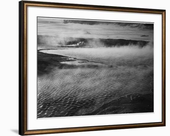 Water Surface Presents A Different Texture, Fountain Geyser Pool Yellowstone NP Wyoming 1933-1942-Ansel Adams-Framed Premium Giclee Print