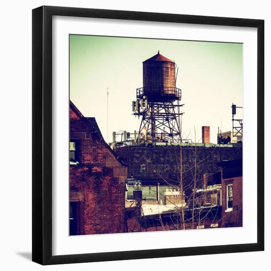 Water Tank on the Roof of Buildings in Manhattan in Winter-Philippe Hugonnard-Framed Photographic Print