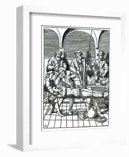 Water Torture, After a Woodcut in Praxis Rerum Criminalium by Joos de Damhouder-null-Framed Giclee Print