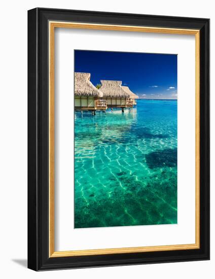 Water Villas over Tropical Coral Reef-Martin Valigursky-Framed Photographic Print