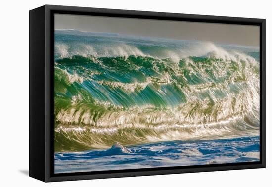 Water Wedge-Super powerful breaking ocean wave, Kauai, Hawaii-Mark A Johnson-Framed Premier Image Canvas