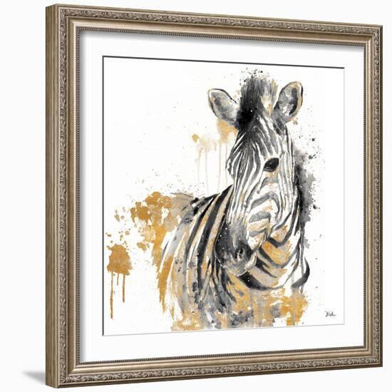 Water Zebra with Gold-Patricia Pinto-Framed Art Print