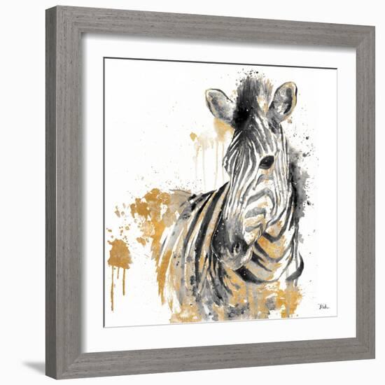 Water Zebra with Gold-Patricia Pinto-Framed Art Print