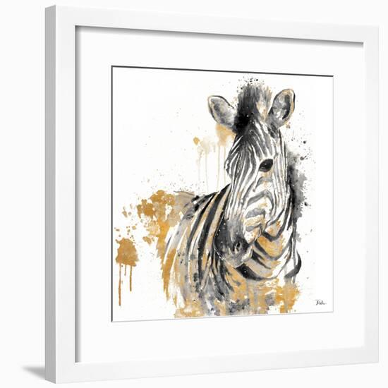 Water Zebra with Gold-Patricia Pinto-Framed Art Print