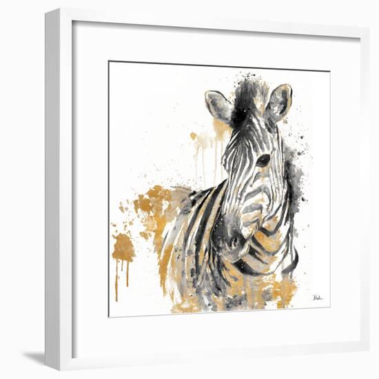 Water Zebra with Gold-Patricia Pinto-Framed Art Print