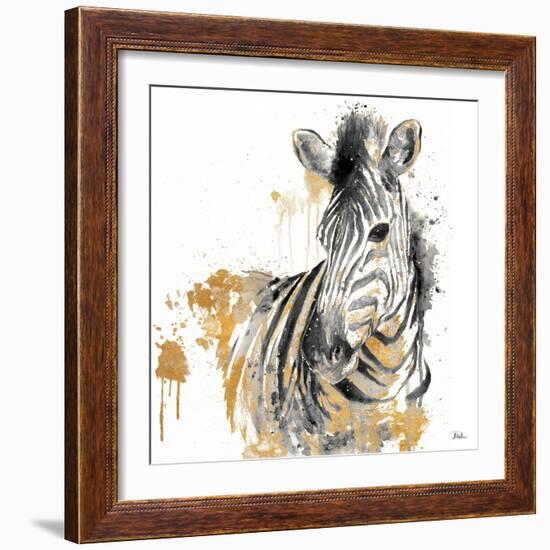 Water Zebra with Gold-Patricia Pinto-Framed Art Print