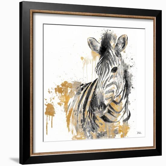 Water Zebra with Gold-Patricia Pinto-Framed Art Print