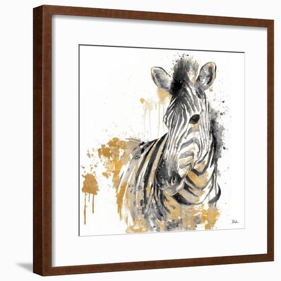 Water Zebra with Gold-Patricia Pinto-Framed Art Print