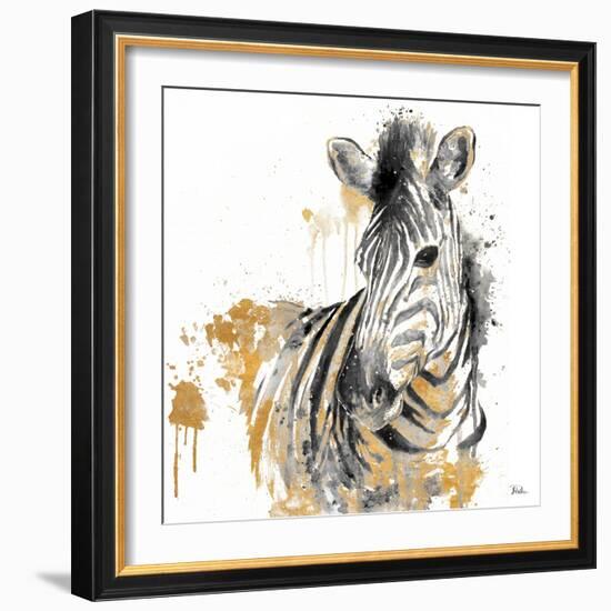 Water Zebra with Gold-Patricia Pinto-Framed Art Print