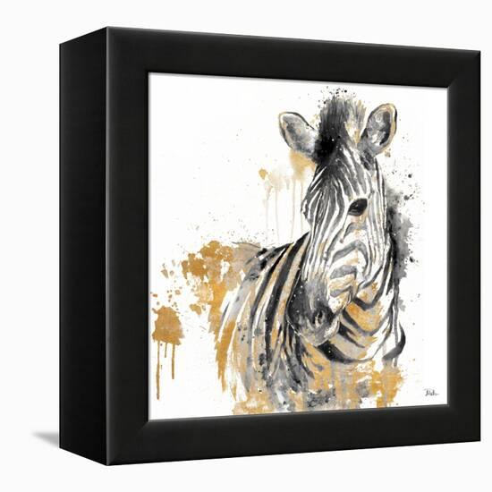 Water Zebra with Gold-Patricia Pinto-Framed Stretched Canvas