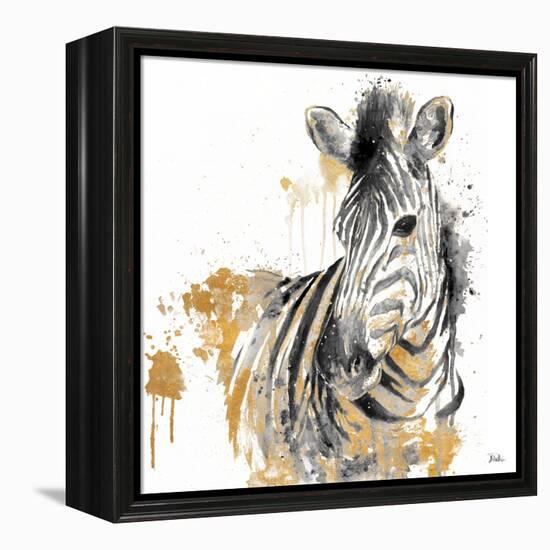 Water Zebra with Gold-Patricia Pinto-Framed Stretched Canvas