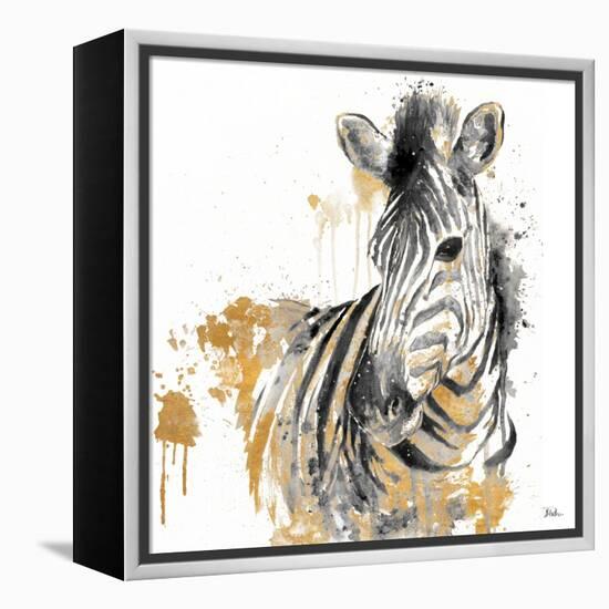 Water Zebra with Gold-Patricia Pinto-Framed Stretched Canvas