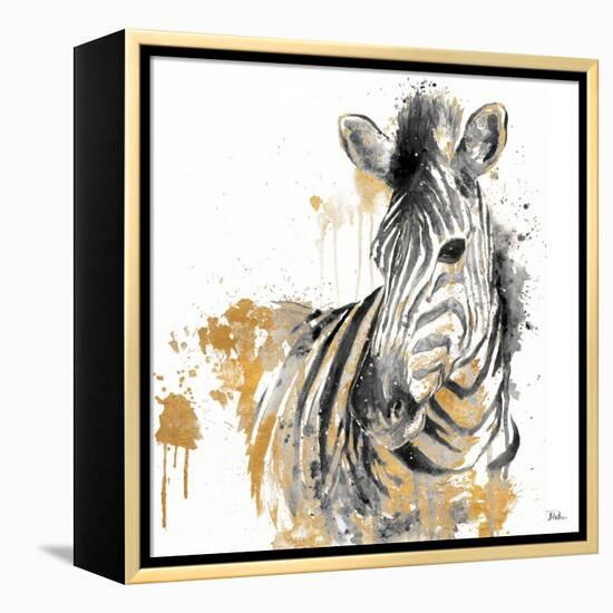 Water Zebra with Gold-Patricia Pinto-Framed Stretched Canvas