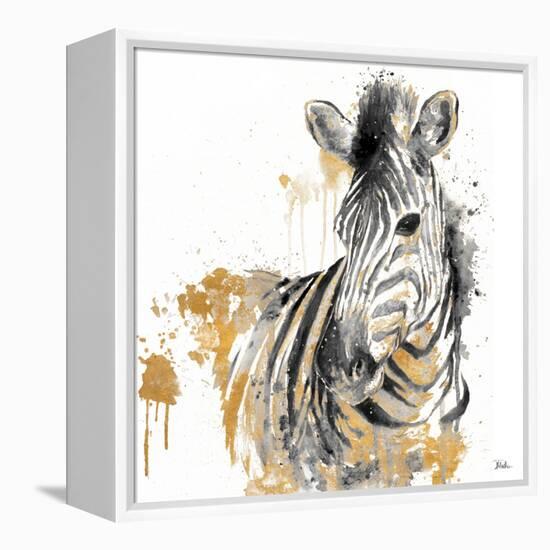 Water Zebra with Gold-Patricia Pinto-Framed Stretched Canvas