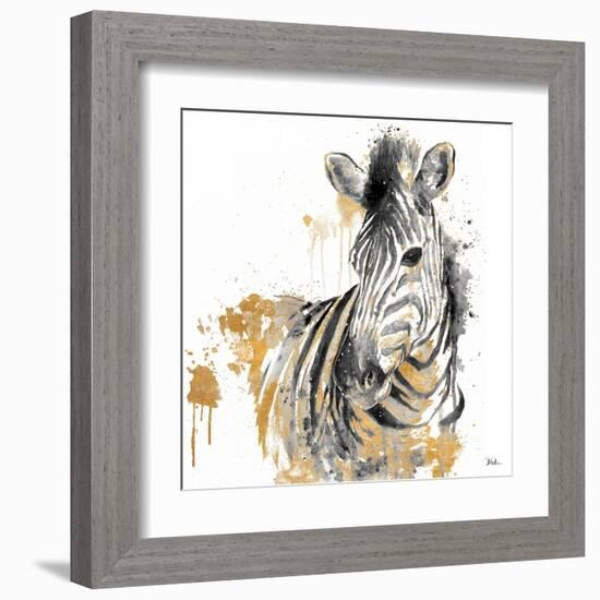 Water Zebra with Gold-Patricia Pinto-Framed Art Print