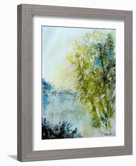 Watercolor 5575 Pond landscape-Pol Ledent-Framed Art Print