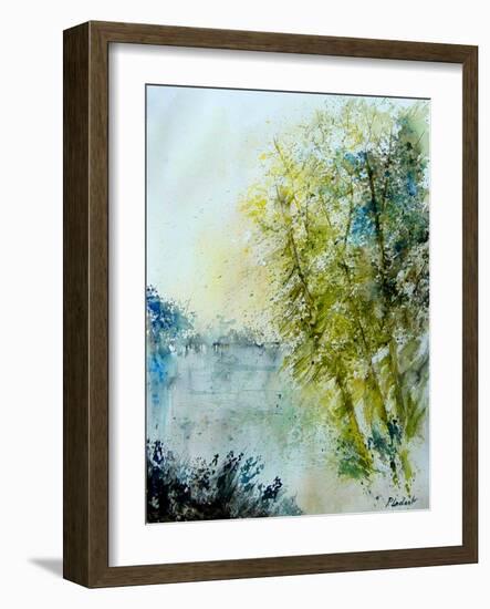 Watercolor 5575 Pond landscape-Pol Ledent-Framed Art Print