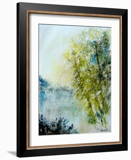 Watercolor 5575 Pond landscape-Pol Ledent-Framed Art Print