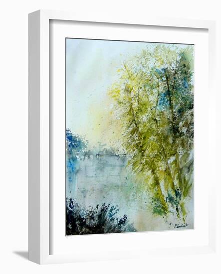 Watercolor 5575 Pond landscape-Pol Ledent-Framed Art Print