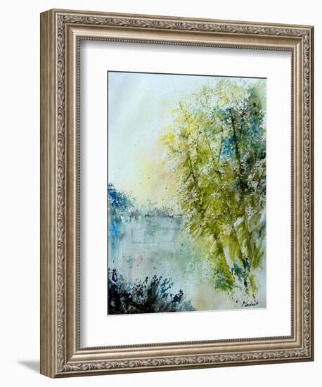 Watercolor 5575 Pond landscape-Pol Ledent-Framed Art Print