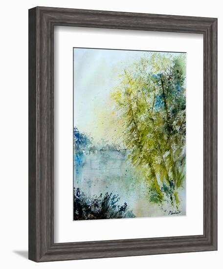 Watercolor 5575 Pond landscape-Pol Ledent-Framed Art Print