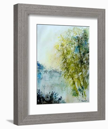 Watercolor 5575 Pond landscape-Pol Ledent-Framed Art Print