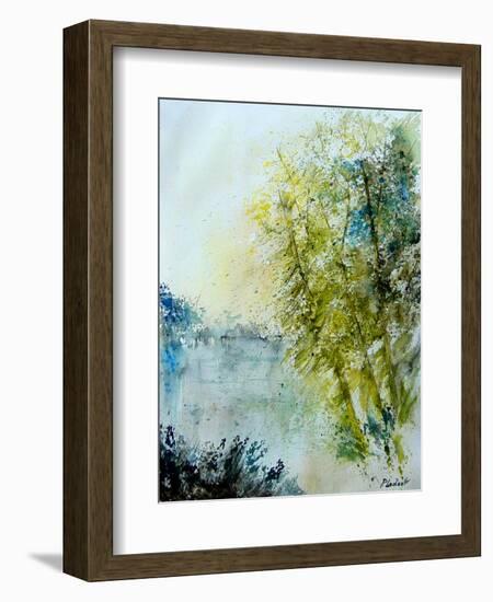 Watercolor 5575 Pond landscape-Pol Ledent-Framed Art Print